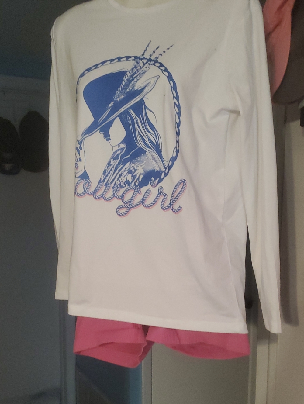 Girls White Long-Sleeve Graphic Tee - Blue Print